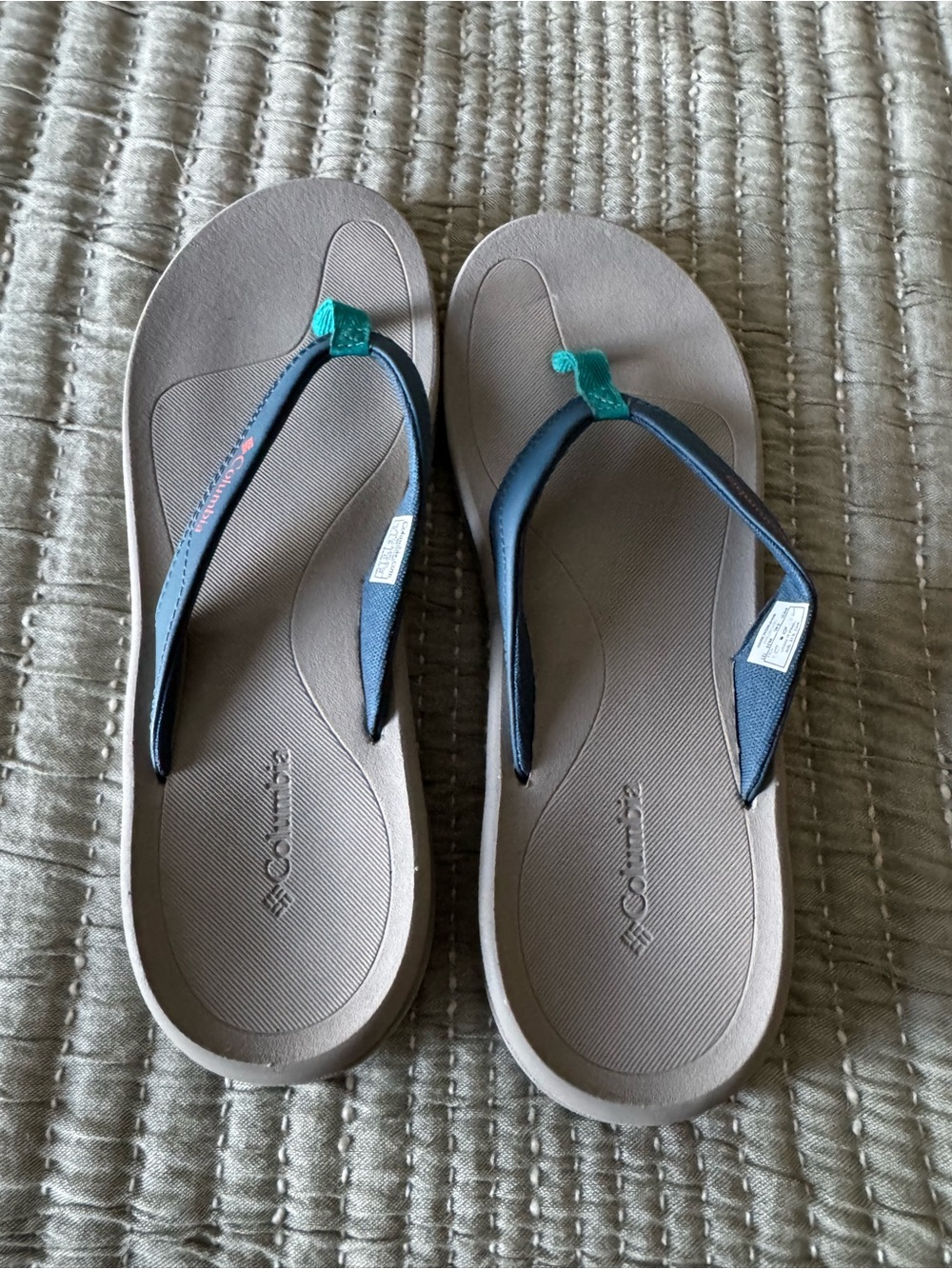 Columbia Women's Navy Flip Flop Sandals with Teal Accents